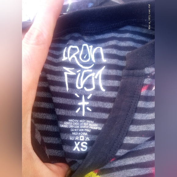 iron fist Sid Vicious Striped V Neck "i did it my way" tee XS - Picture 6 of 6